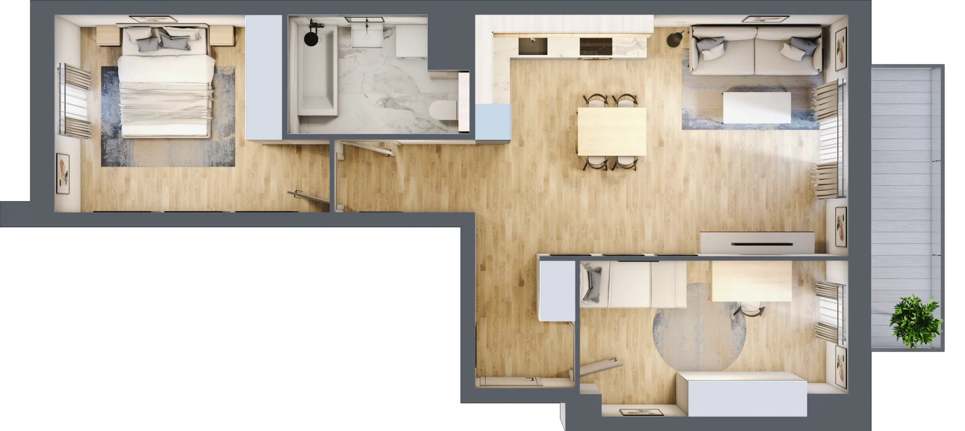 3 pokoje, mieszkanie 62,10 m², piętro 2, oferta nr S2.H.2.1, ATAL Idea Swarzędz II, Swarzędz, ul. Tabaki