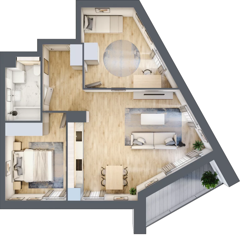 3 pokoje, mieszkanie 62,74 m², piętro 2, oferta nr S2.J.2.3, ATAL Idea Swarzędz II, Swarzędz, ul. Tabaki
