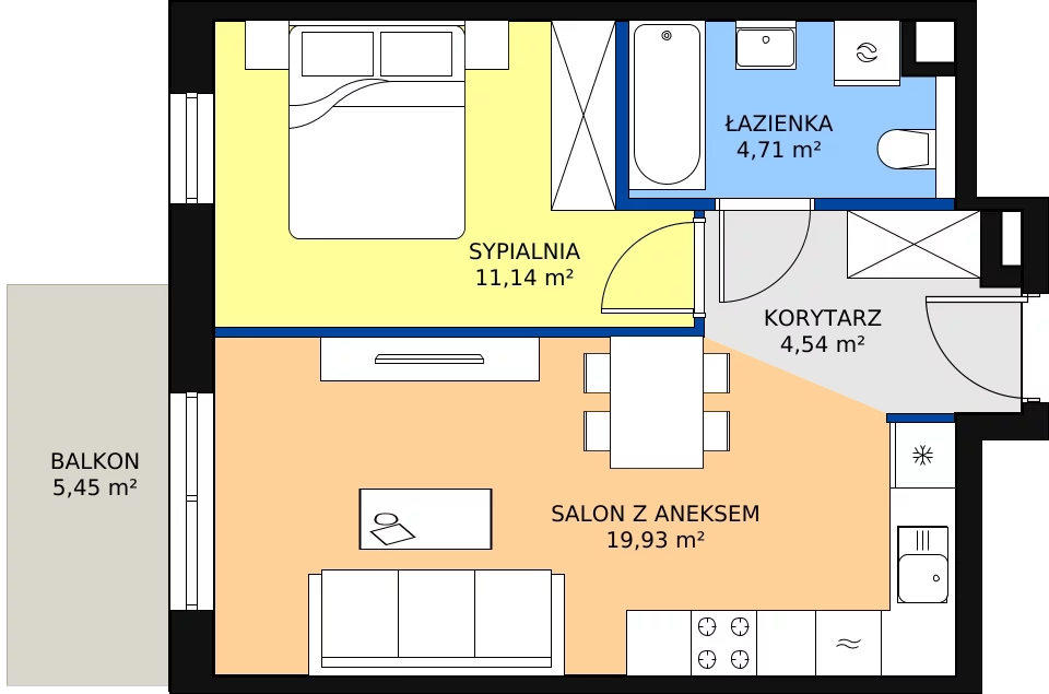 Zalety mieszkania 40.41 m², S2.I.3.3