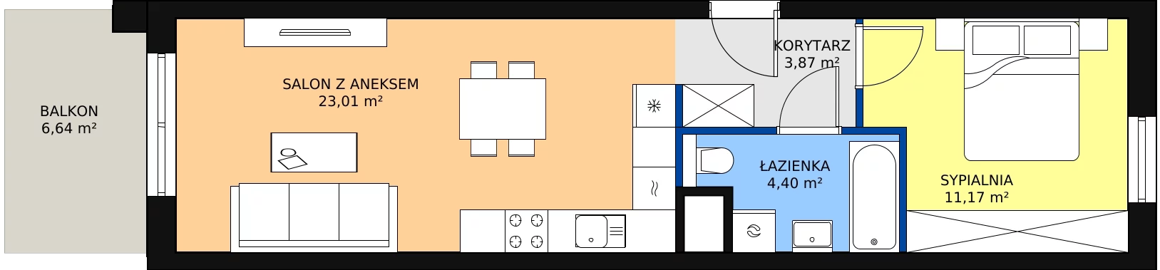 Zalety mieszkania 42.45 m², S2.I.3.4