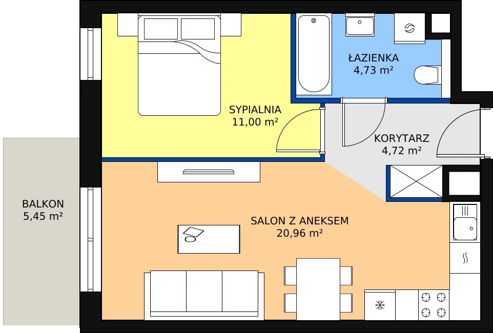 Zalety mieszkania 41.41 m², S2.H.4.3