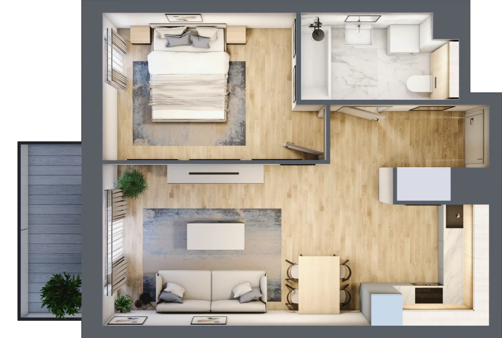 2 pokoje, mieszkanie 41,41 m², piętro 4, oferta nr S2.H.4.3, ATAL Idea Swarzędz II, Swarzędz, ul. Tabaki