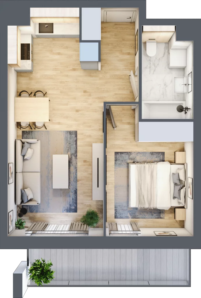 2 pokoje, mieszkanie 41,42 m², piętro 5, oferta nr S2.G.5.3, ATAL Idea Swarzędz II, Swarzędz, ul. Tabaki