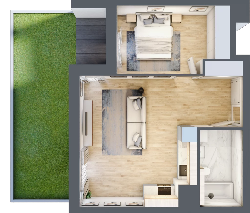 2 pokoje, mieszkanie 46,65 m², parter, oferta nr 2C.0.69, Francuska Park VIII, Katowice, Osiedle Paderewskiego-Muchowiec, Muchowiec, ul. Szybowcowa