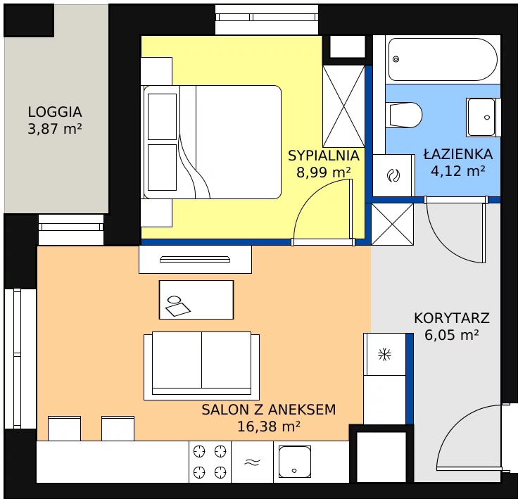 Zalety mieszkania 35.54 m², 2C.1.79