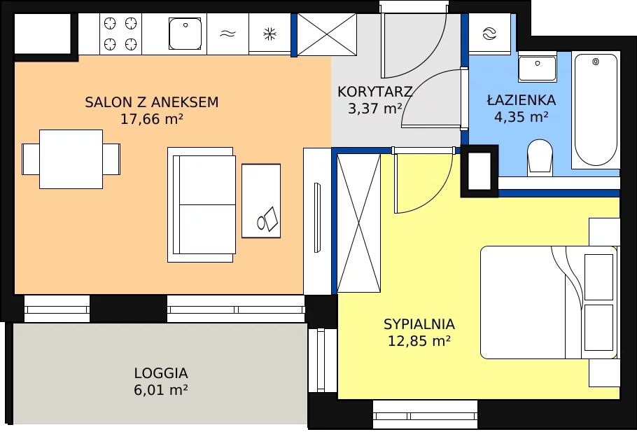 Zalety mieszkania 38.23 m², 2A.6.25