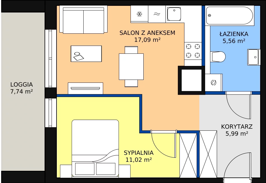 Zalety mieszkania 39.66 m², 2B.6.54