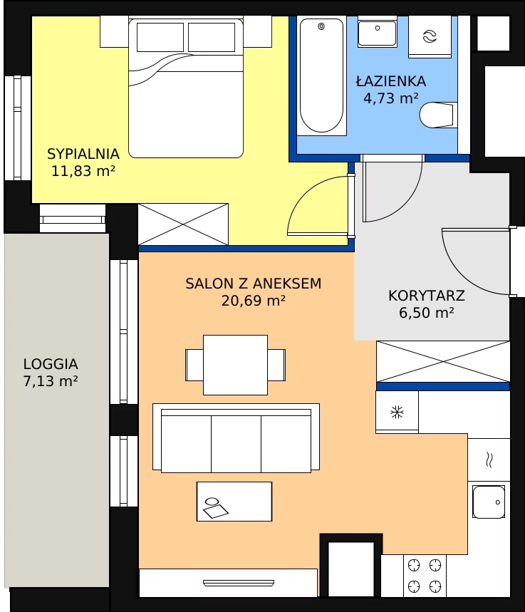 Zalety mieszkania 43.75 m², 2C.8.139