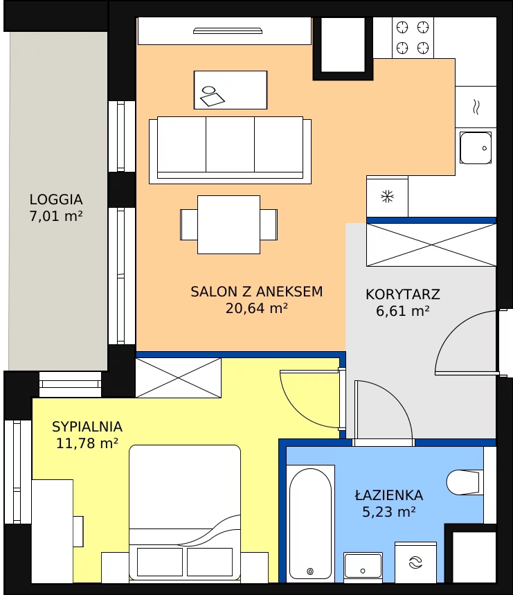 Zalety mieszkania 44.26 m², 2C.8.140