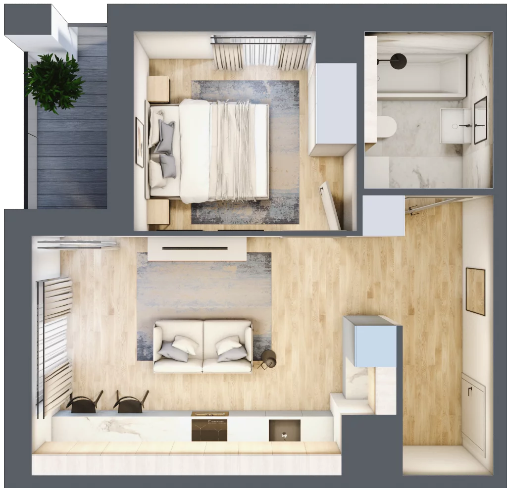2 pokoje, mieszkanie 36,83 m², piętro 8, oferta nr 2C.8.141, Francuska Park VIII, Katowice, Osiedle Paderewskiego-Muchowiec, Muchowiec, ul. Szybowcowa