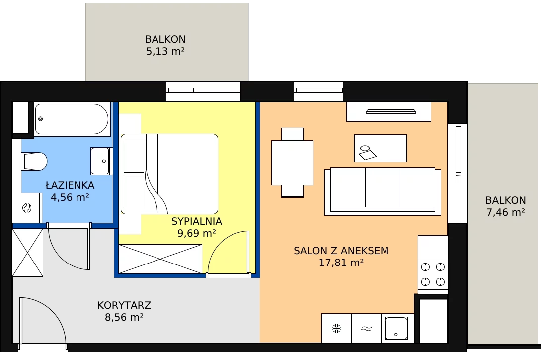 Zalety mieszkania 40.62 m², 2C.8.142