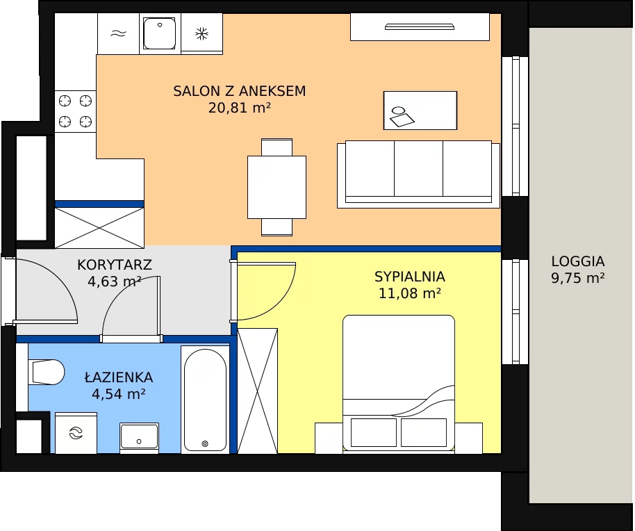 Zalety mieszkania 41.06 m², 2C.9.149