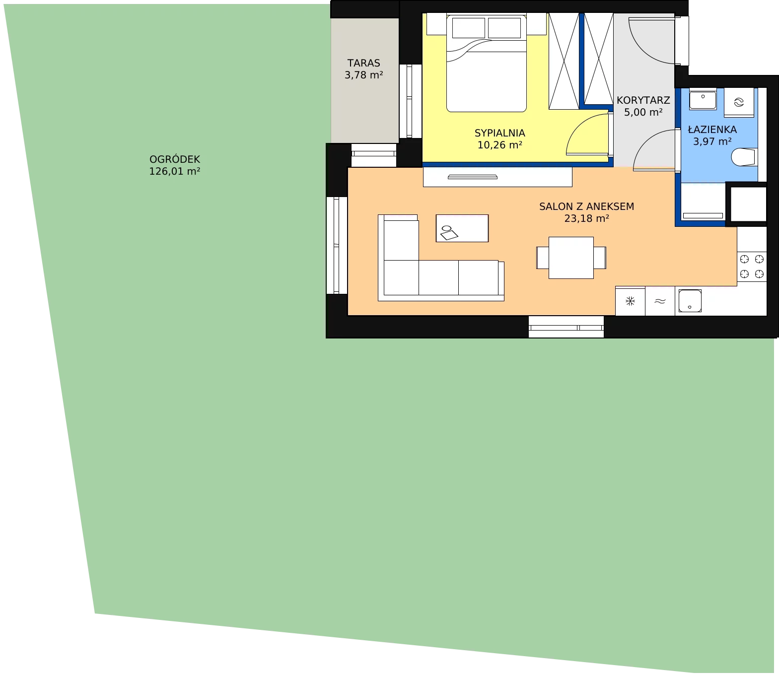 Zalety mieszkania 42.41 m², 3A.0.05