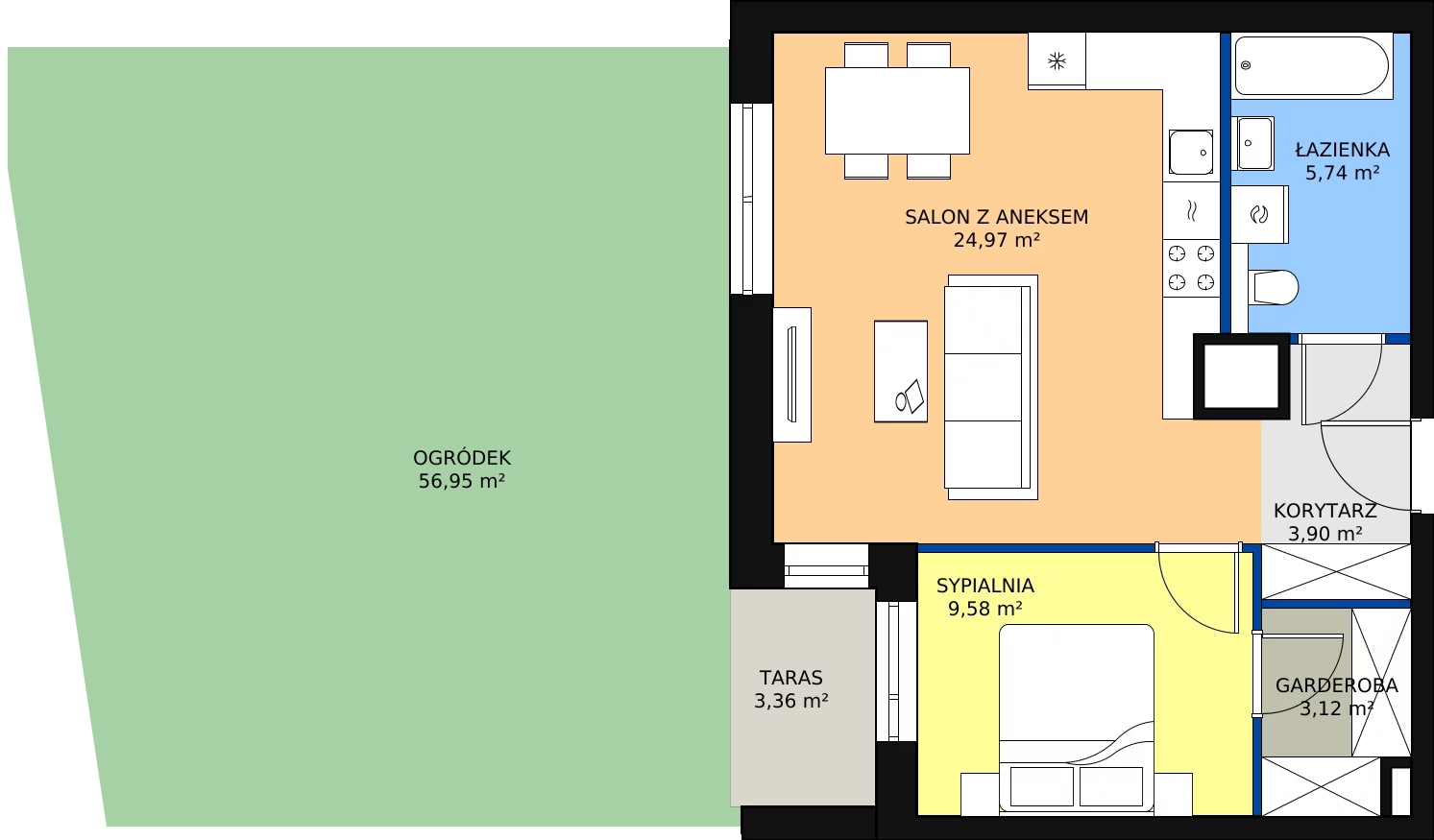 Zalety mieszkania 47.31 m², 3A.0.06
