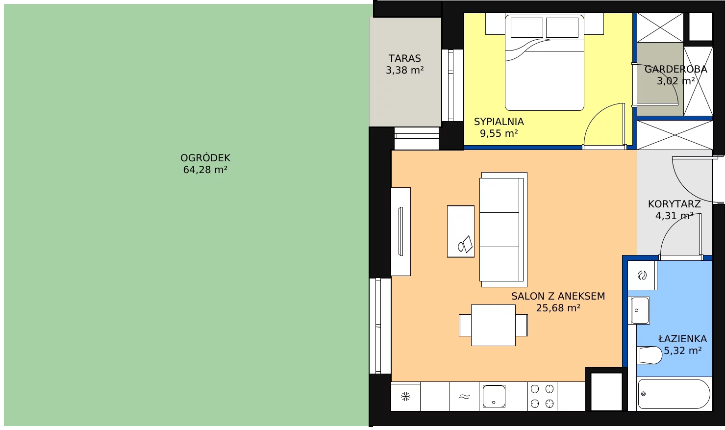 Zalety mieszkania 47.88 m², 3B.0.59