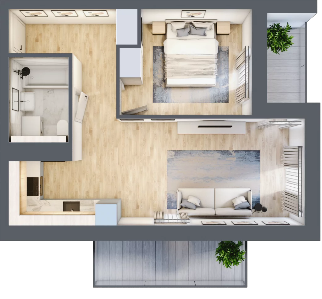 2 pokoje, mieszkanie 44,43 m², piętro 2, oferta nr 3A.2.18, Francuska Park VIII, Katowice, Osiedle Paderewskiego-Muchowiec, Muchowiec, ul. Szybowcowa