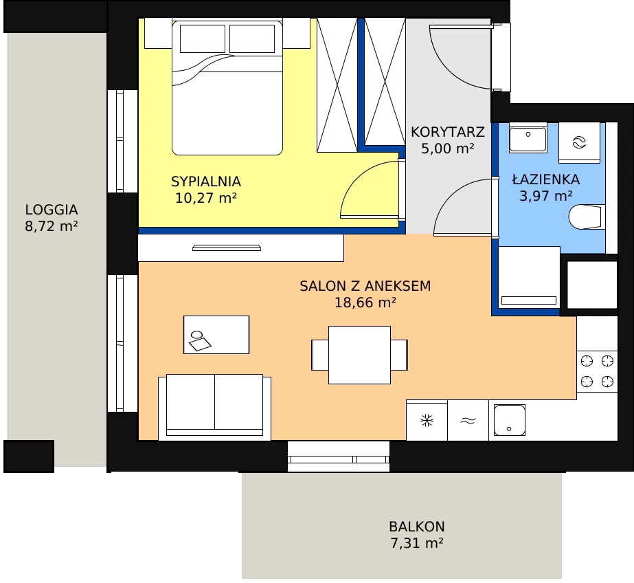 Zalety mieszkania 37.9 m², 3A.2.19