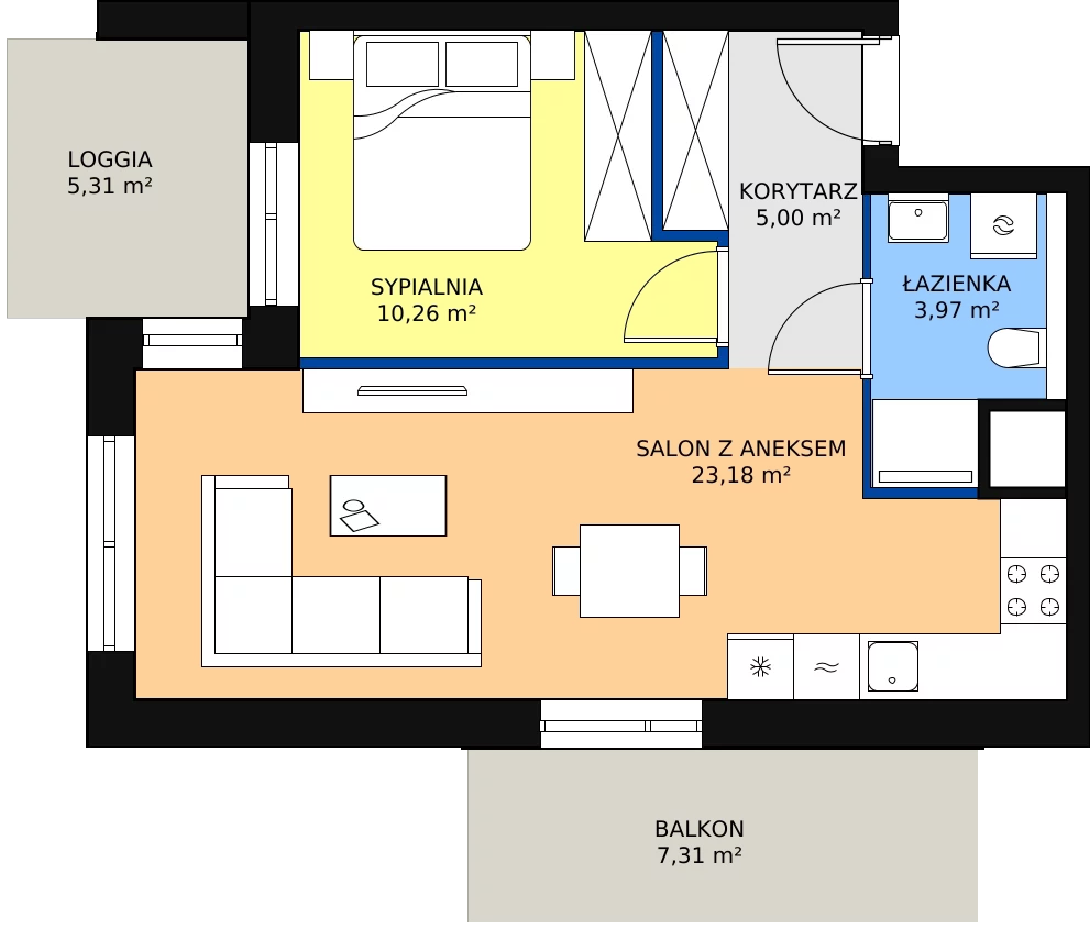 Zalety mieszkania 42.41 m², 3A.3.26