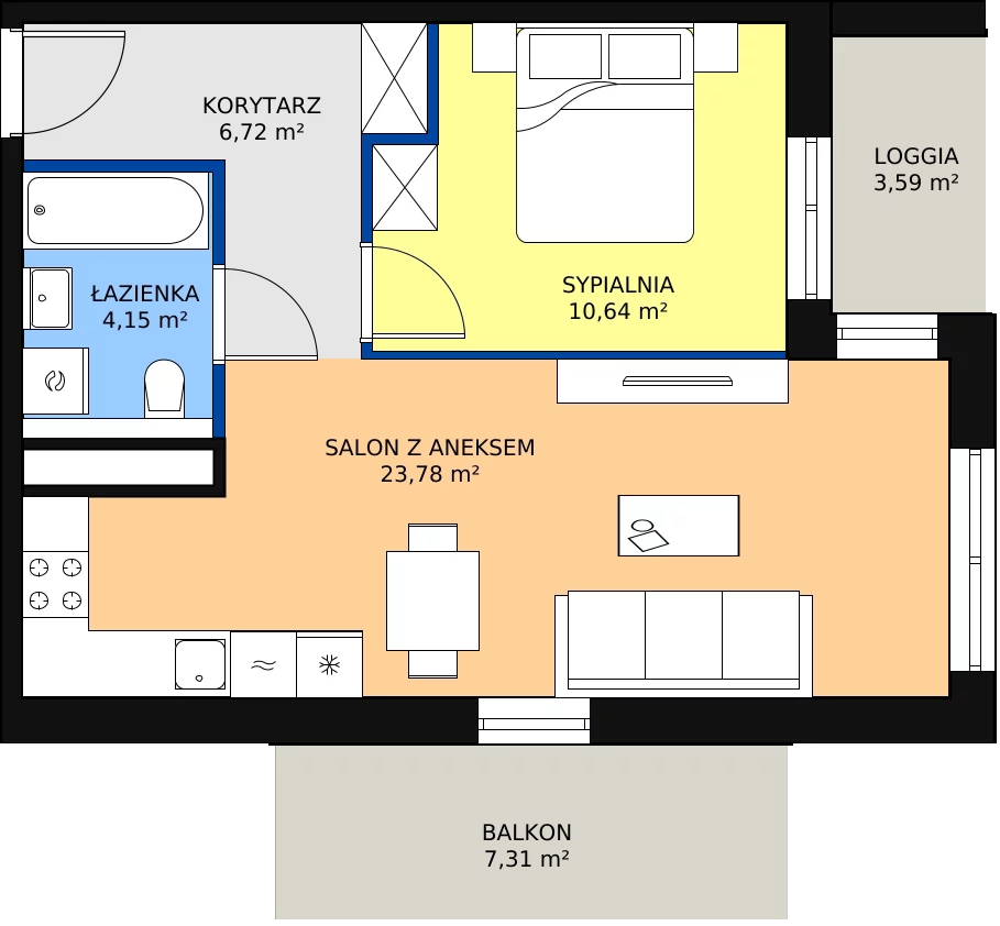 Zalety mieszkania 45.73 m², 3A.5.39
