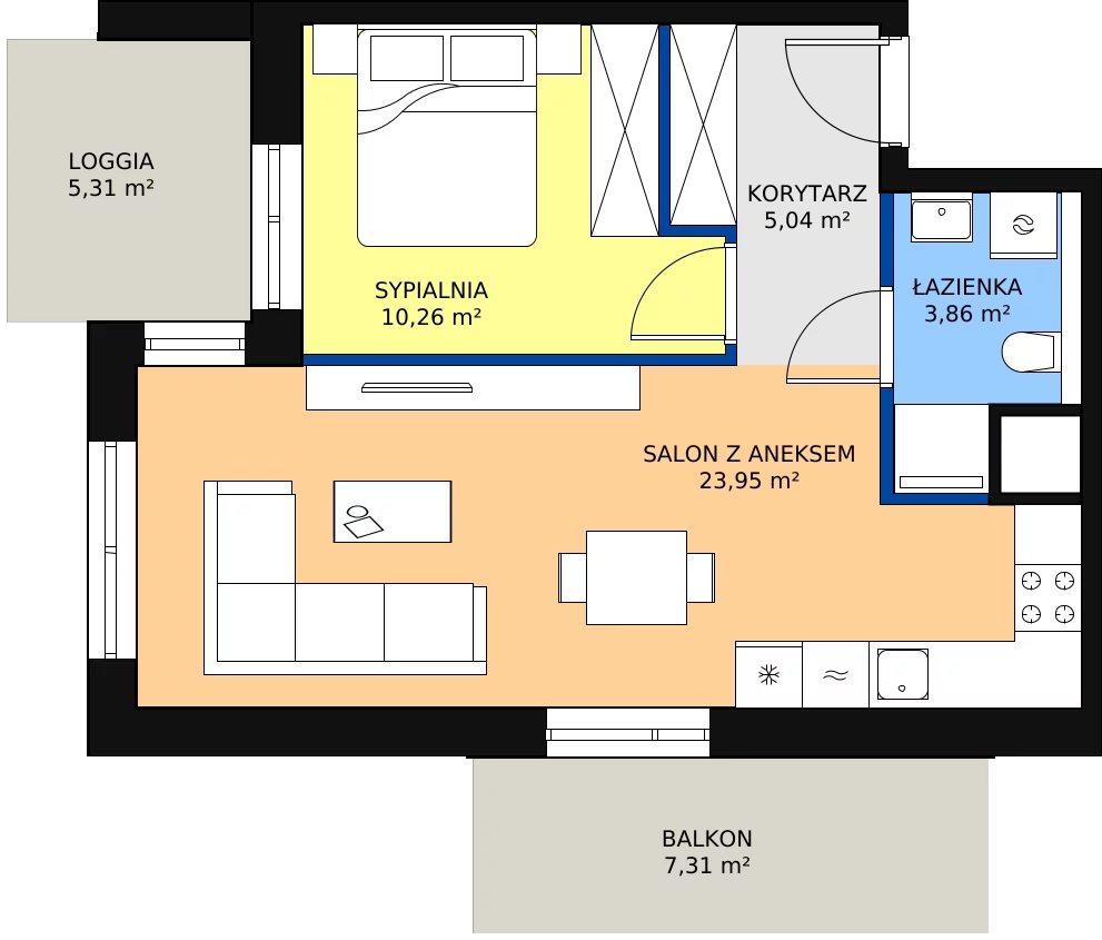 Zalety mieszkania 43.16 m², 3A.5.40