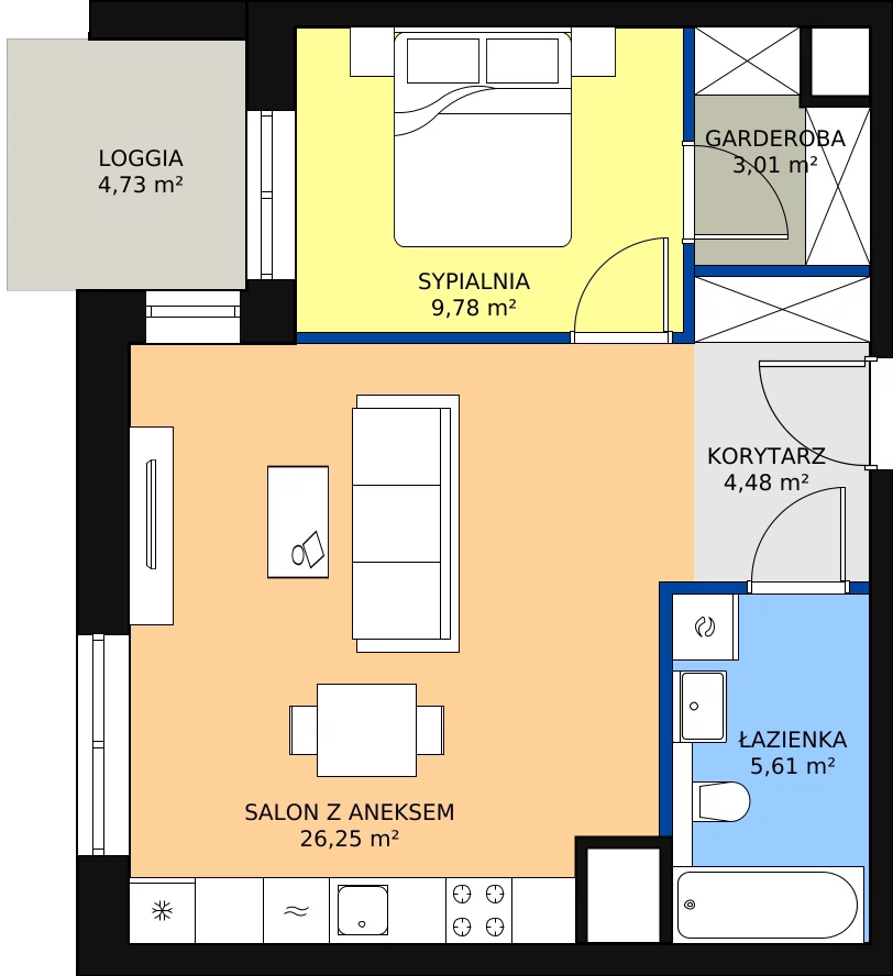 Zalety mieszkania 49.13 m², 3B.5.99