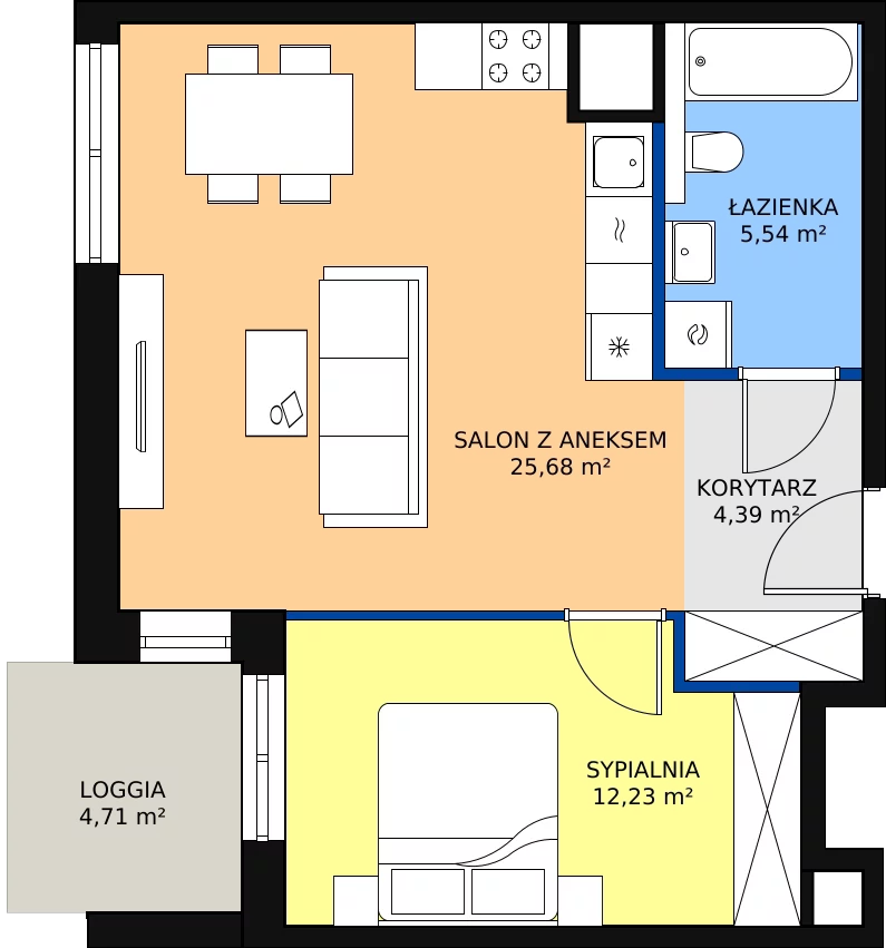 Zalety mieszkania 47.84 m², 3B.5.100