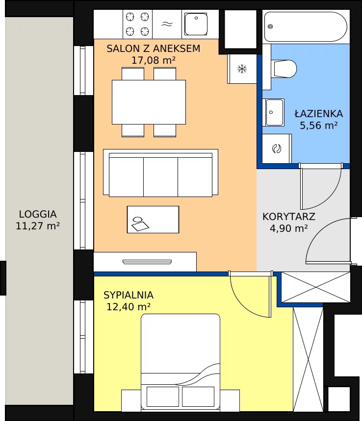Zalety mieszkania 39.94 m², 3B.8.122