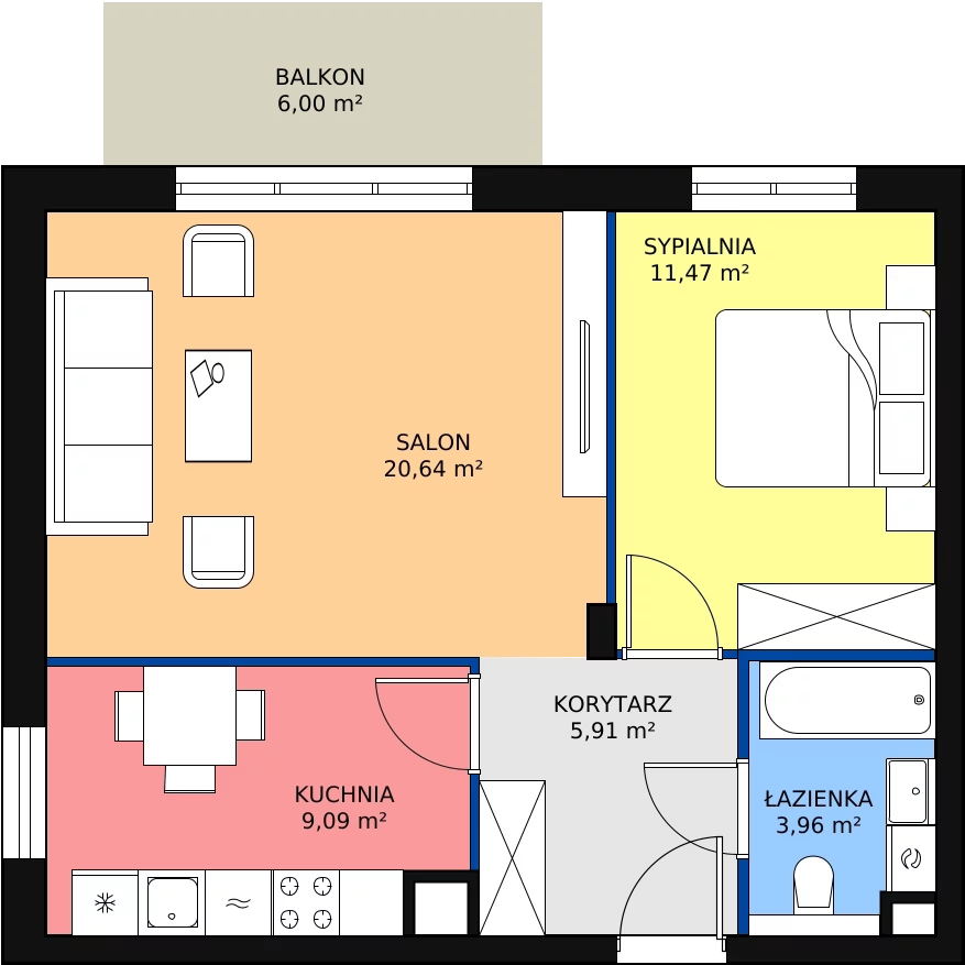 2 pokoje, mieszkanie 51,91 m², parter, oferta nr 8.2.3, Osiedle Przyjemne - etap III, Gdańsk, Jasień, ul. Flisykowskiego