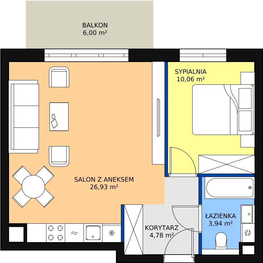 2 pokoje, mieszkanie 46,18 m², parter, oferta nr 8.2.5, Osiedle Przyjemne - etap III, Gdańsk, Jasień, ul. Flisykowskiego