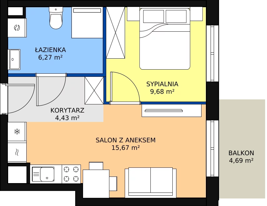 Zalety mieszkania 36.05 m², A1-1-9