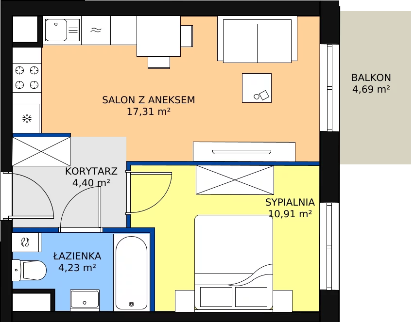 Zalety mieszkania 36.85 m², A1-2-10