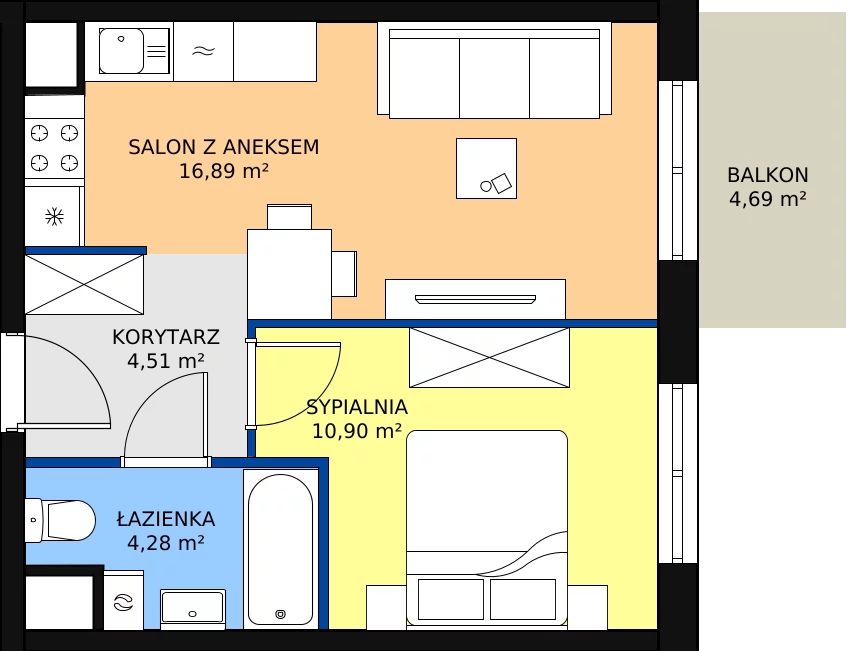 Zalety mieszkania 36.58 m², A1-2-17