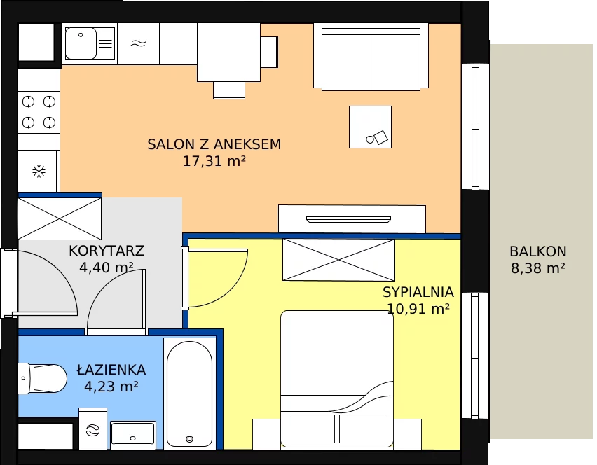 Zalety mieszkania 36.85 m², A1-3-19