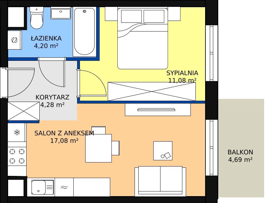 Zalety mieszkania 36.64 m², A1-3-26