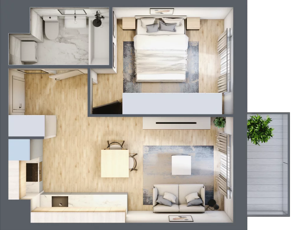 2 pokoje, mieszkanie 36,64 m², piętro 3, oferta nr A1-3-26, Hipoteczna Park, Łódź, Bałuty, ul. Hipoteczna