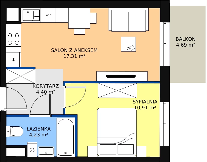 Zalety mieszkania 36.85 m², A1-4-28