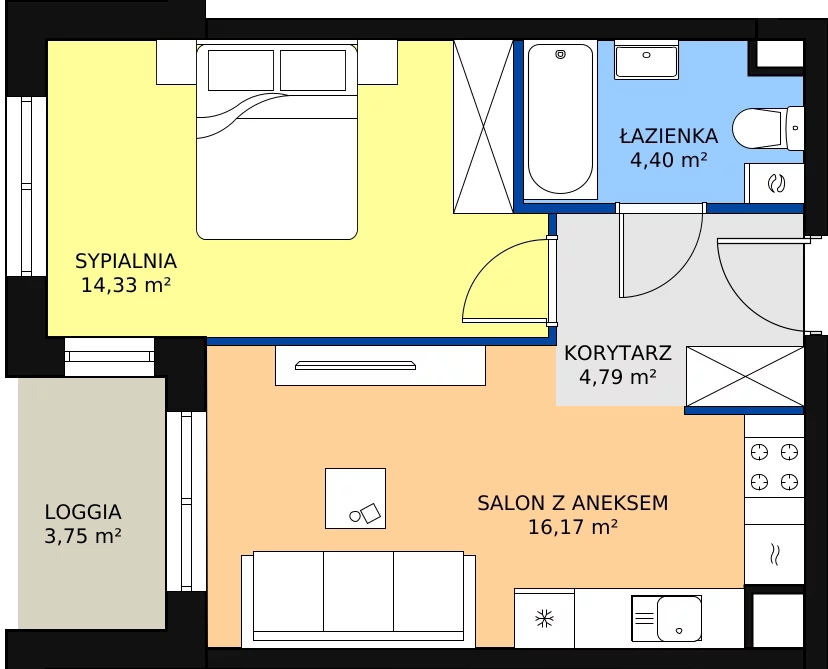 Zalety mieszkania 39.69 m², A1-4-31