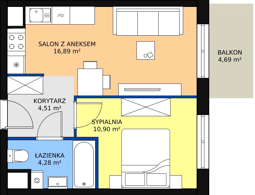 Zalety mieszkania 36.58 m², A1-4-35