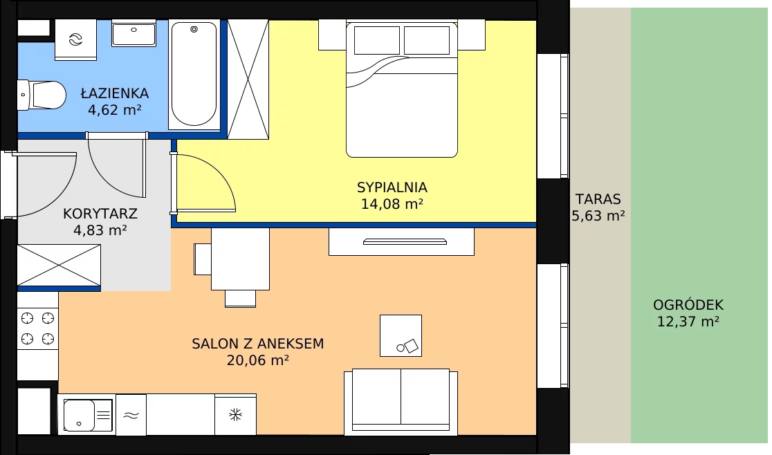 Zalety mieszkania 43.59 m², A2-0-161