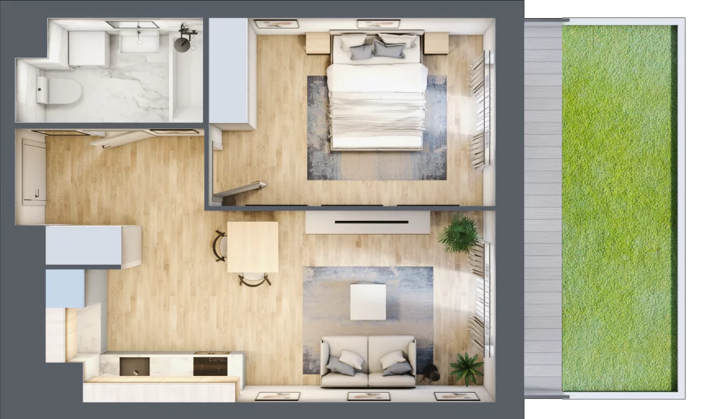 2 pokoje, mieszkanie 42,30 m², parter, oferta nr A2-0-162, Hipoteczna Park, Łódź, Bałuty, ul. Hipoteczna