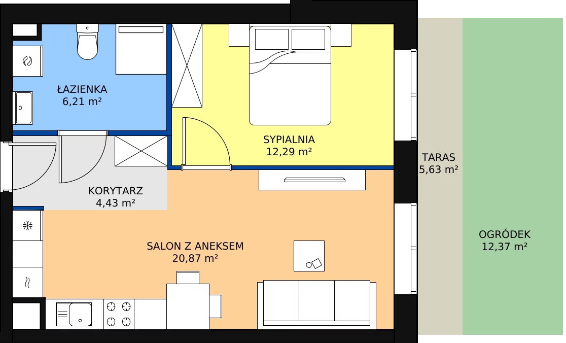 Zalety mieszkania 43.8 m², A2-0-163