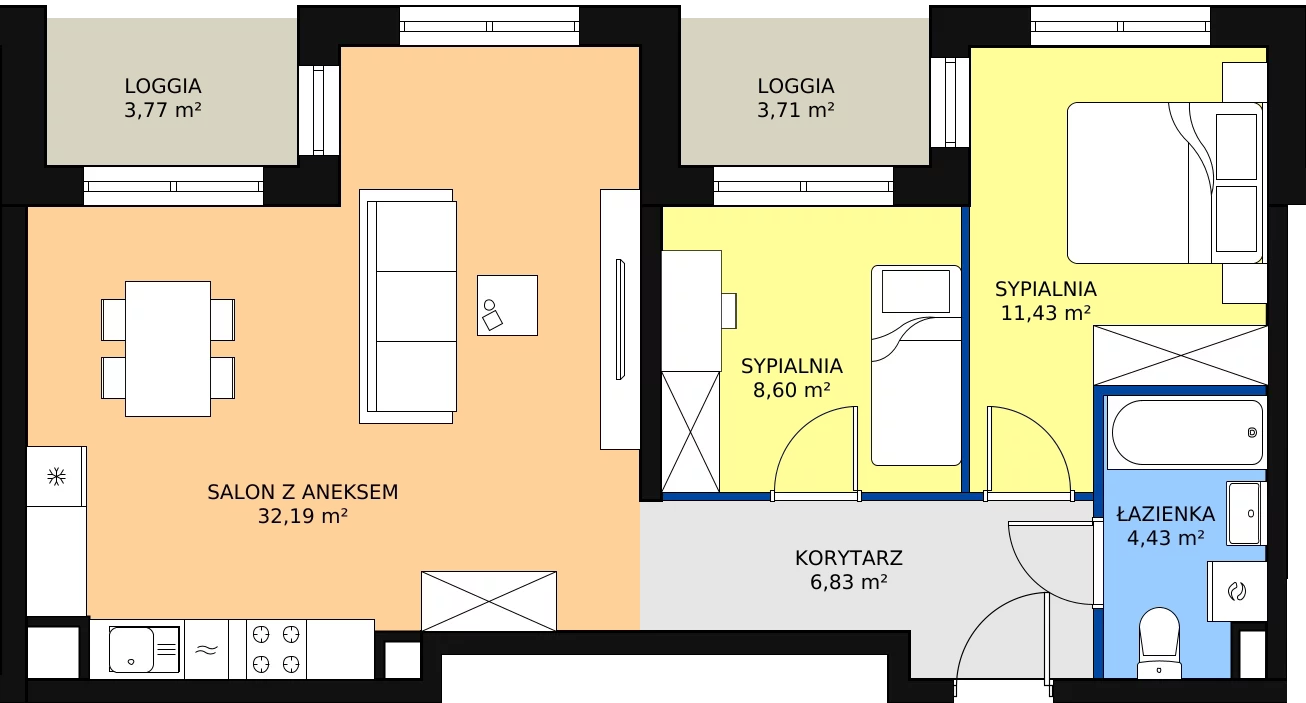 Zalety mieszkania 63.48 m², A2-1-166
