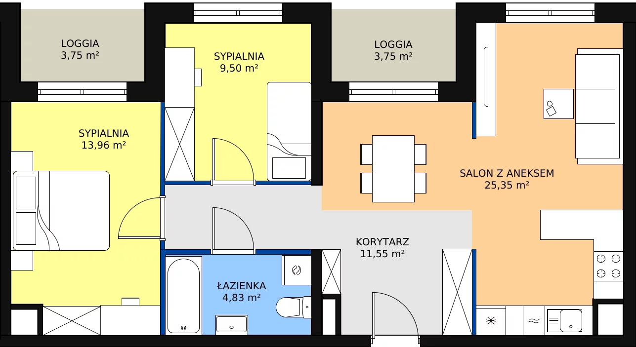 Zalety mieszkania 65.19 m², A2-1-173