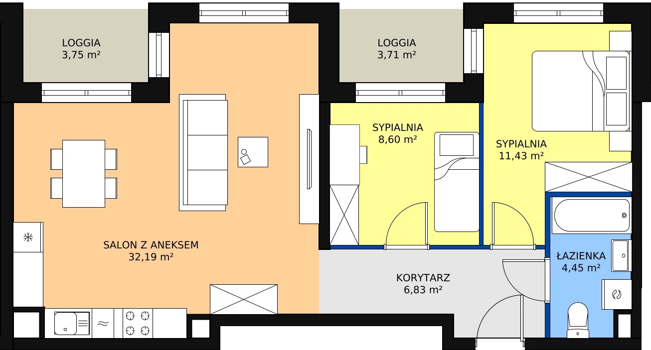 Zalety mieszkania 63.5 m², A2-2-174