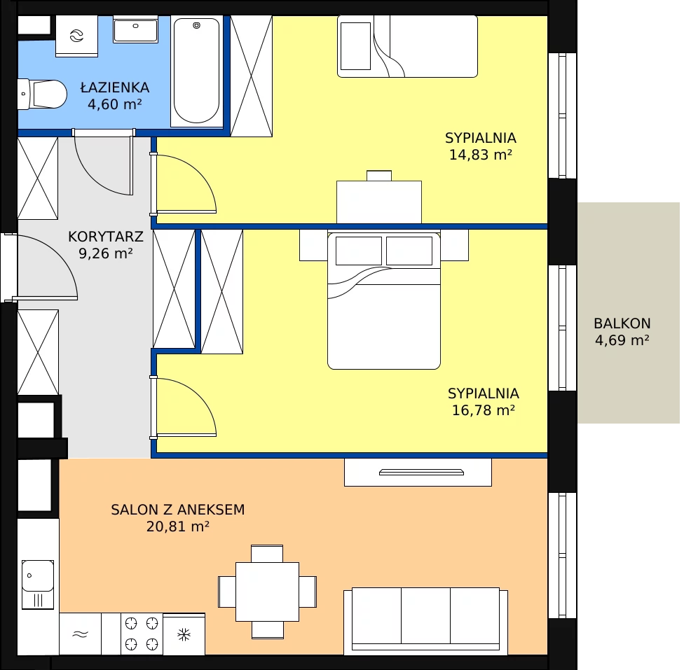 Zalety mieszkania 66.28 m², A2-3-184