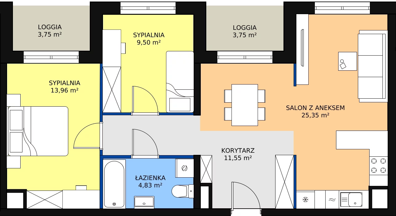 Zalety mieszkania 65.19 m², A2-3-189