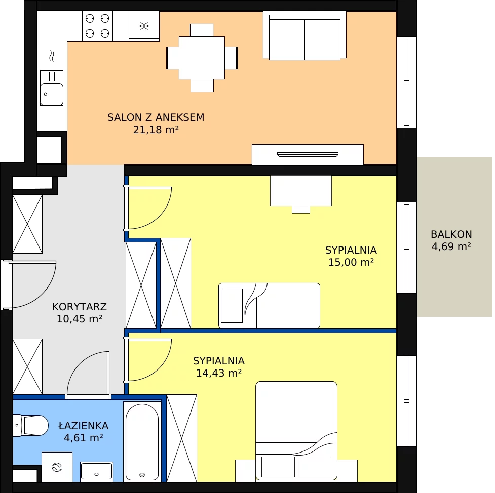 Zalety mieszkania 65.67 m², A2-4-193