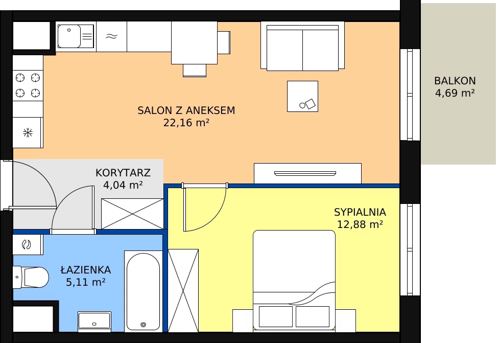 Zalety mieszkania 44.19 m², A2-4-195