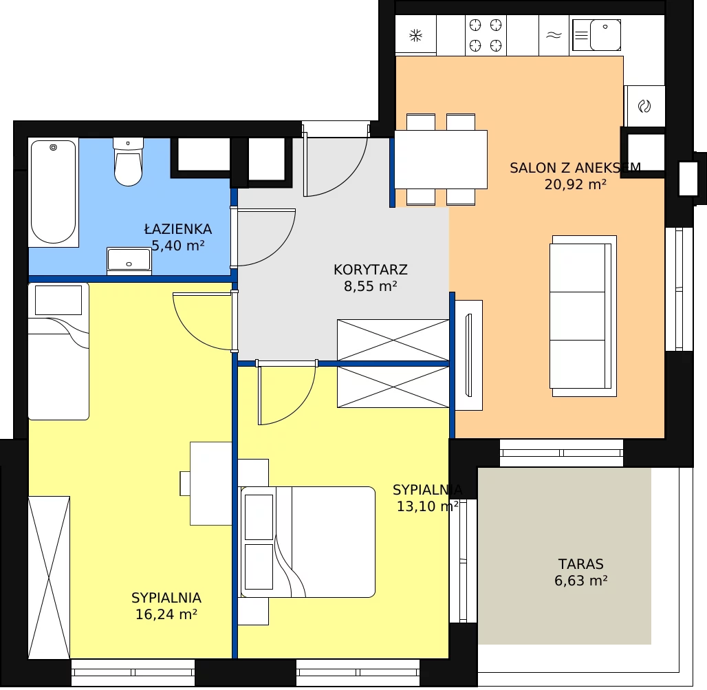 Zalety mieszkania 64.21 m², A2-6-202