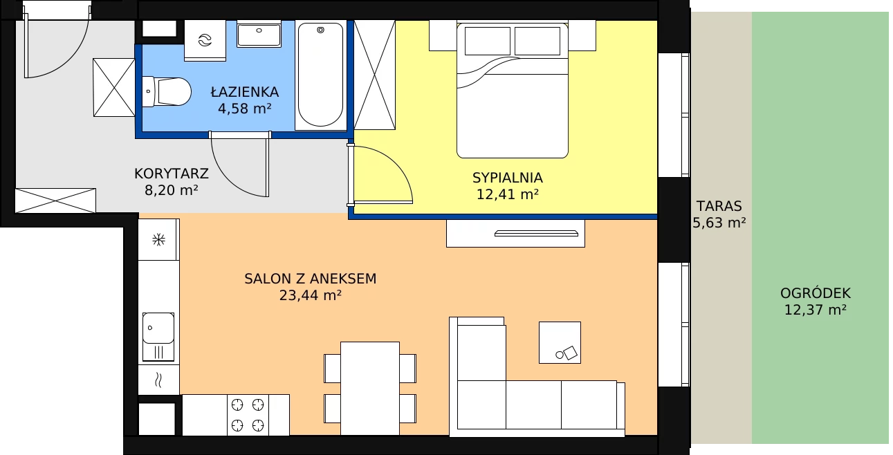 Zalety mieszkania 48.63 m², A3-0-102
